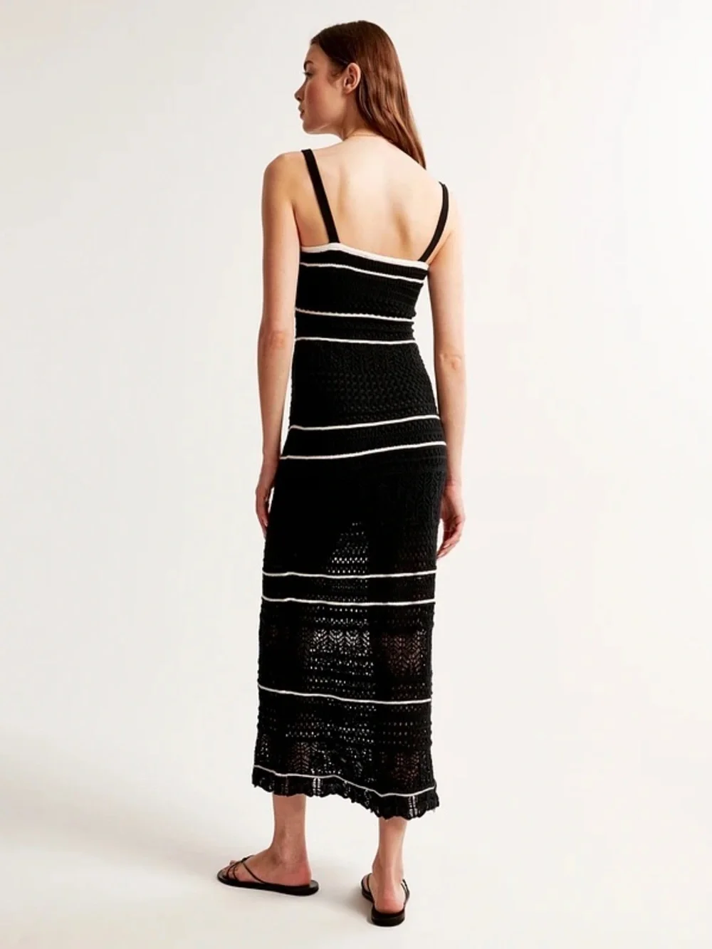 NWT Abercrombie & Fitch Crochet Knit Maxi Dress Women's Medium Blue/White Straps